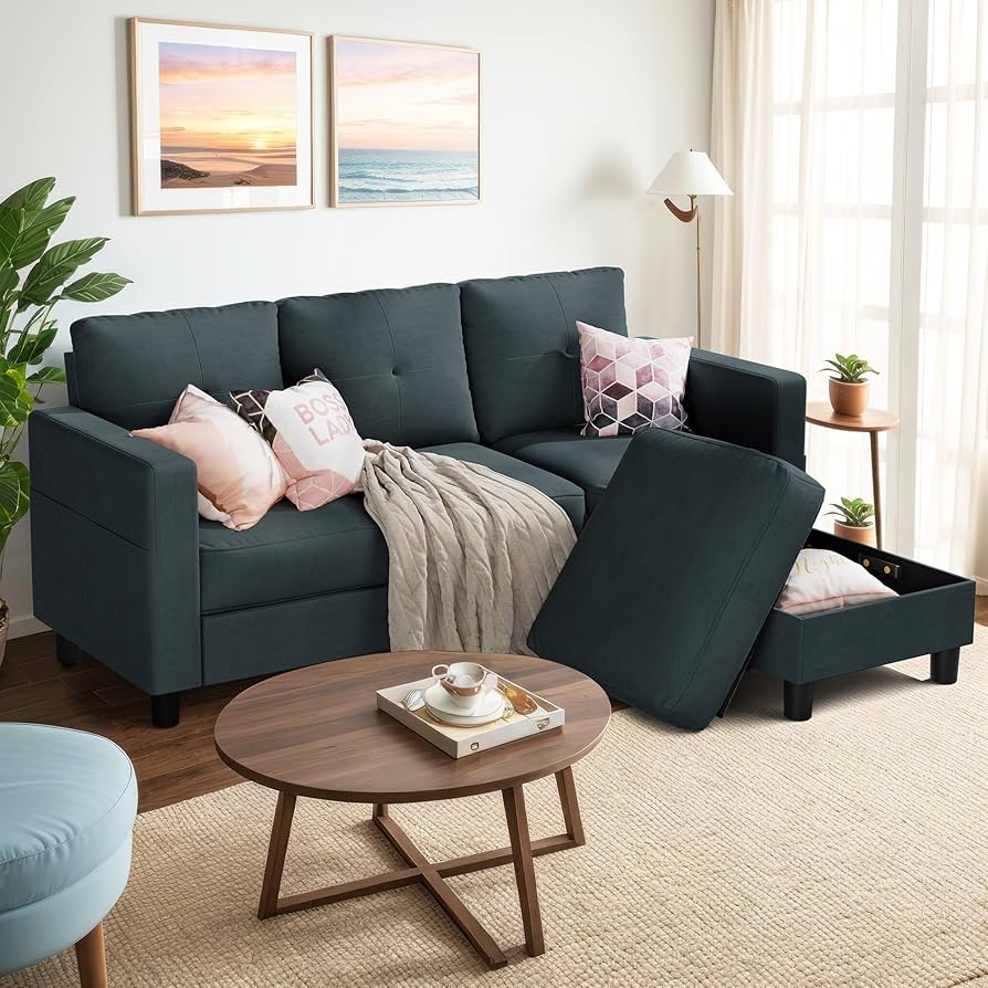 変身／couch>>case Amazon.com: Shintenchi 79 Inch Convertible Sectional Sofa